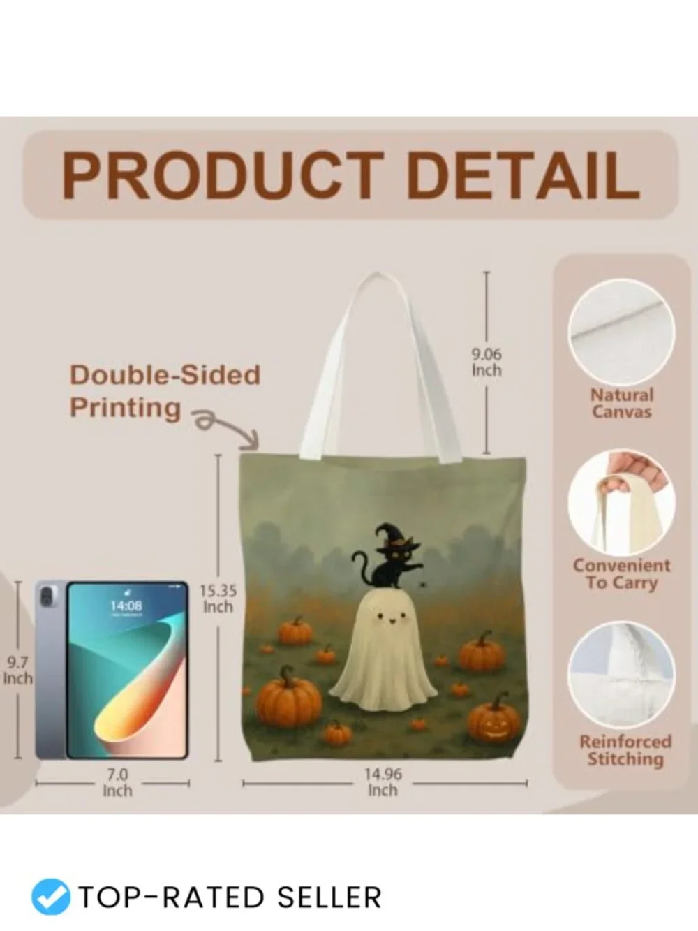 Aesthetic Canvas Tote Bag Reusable Polyester Fiber Ladies Shopping Tote